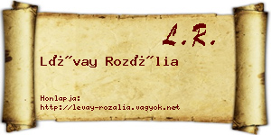 Lévay Rozália névjegykártya